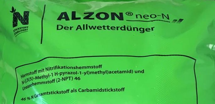 Deklaration auf einem 25 kg Sack ALZON® neo-N