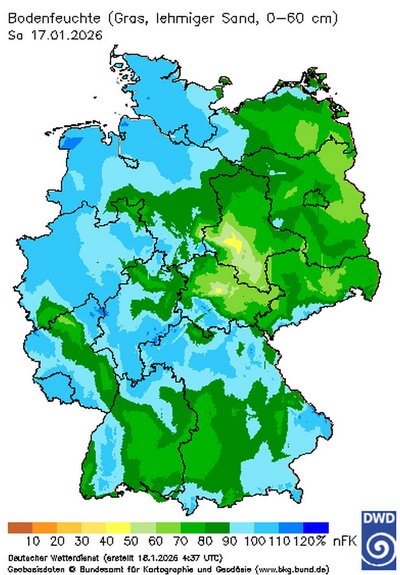 Nutzbare Feldkapazität, Quelle: DWD
