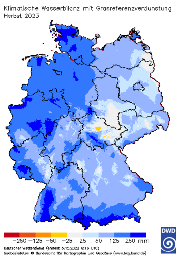 Abb. 1: Klimawetterbilanz Herbst 2023, Quelle: DWD