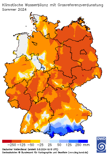 Abb. 4: Klimawetterbilanz Sommer 2024, Quelle: DWD