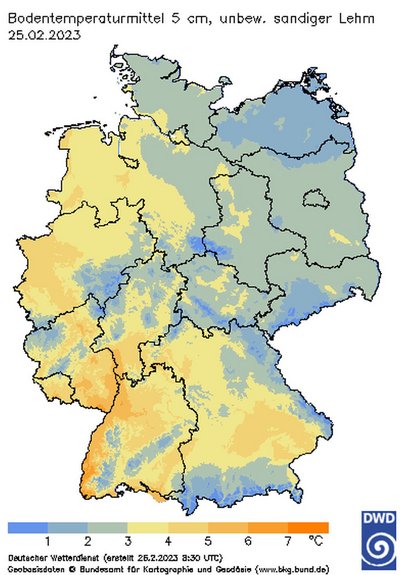 Bodentemperatur, Quelle: DWD
